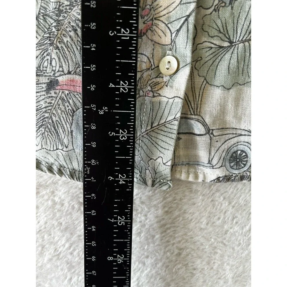 C&C California 100% Linen Top Hawaiian Tropical Cropped Boxy Beachy Size L - Picture 9 of 9